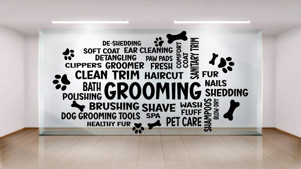 Grooming Wall Decal – Grooming Wall Decor, Fun & Stylish Decor for Pet Grooming Salons, Dog Spas, and Pet Care Businesses, Dog Groomer 560LU