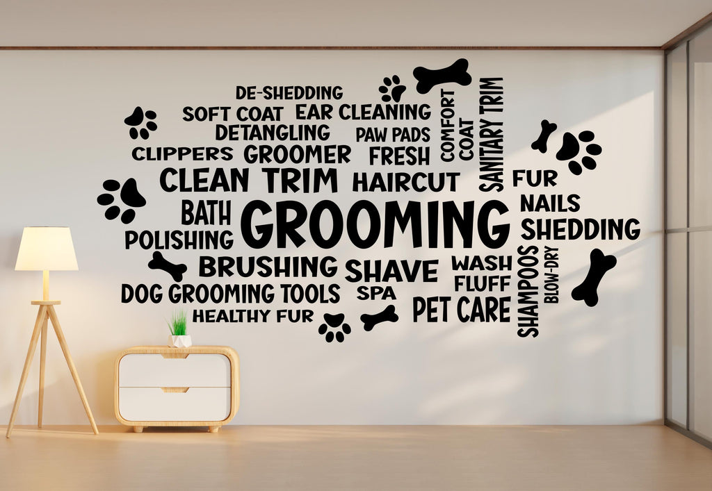 Grooming Wall Decal – Grooming Wall Decor, Fun & Stylish Decor for Pet Grooming Salons, Dog Spas, and Pet Care Businesses, Dog Groomer 560LU