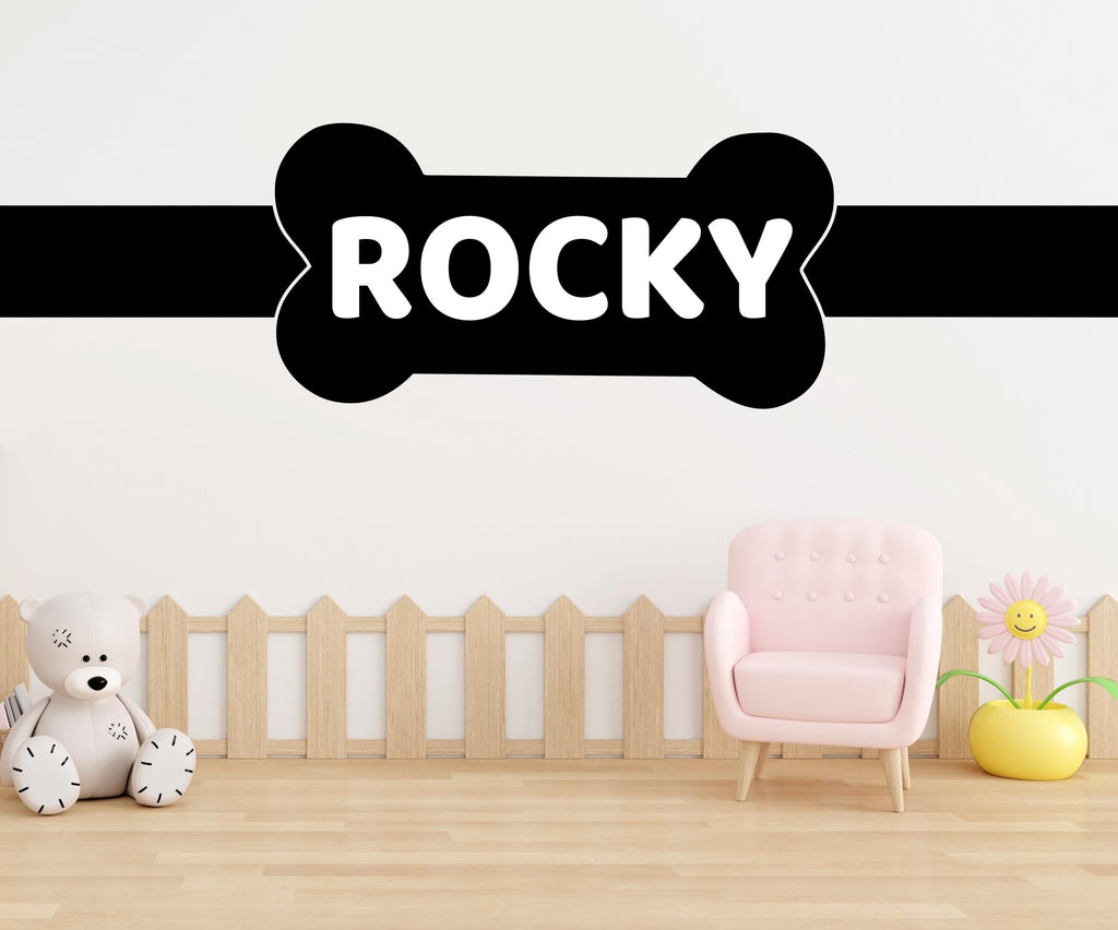 Dog wall decals, Dog Name Bone Decor, Grooming wall decor, Pet lover gift, Pet shop dog house wall vinyl decal, Pet wall vinyl decal 561LU
