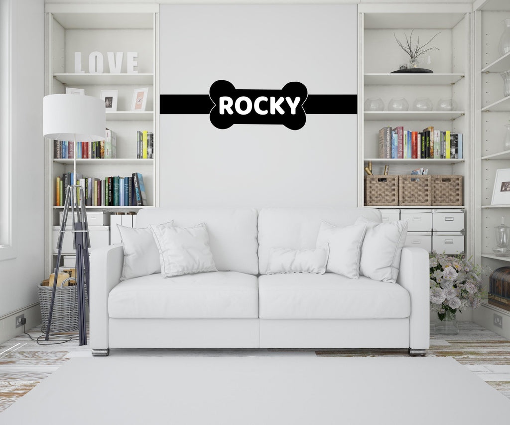Dog wall decals, Dog Name Bone Decor, Grooming wall decor, Pet lover gift, Pet shop dog house wall vinyl decal, Pet wall vinyl decal 561LU