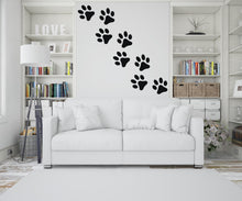 Load image into Gallery viewer, Dog Paw Print Wall Decal - Pet Lover's Wall Decor, Vinyl Sticker for Grooming Salon, Pet Care, Living Room, Bedroom or Nursery 562LU
