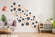 Load image into Gallery viewer, Dog Paw Print Bone Wall Decal - Pet Lover's Wall Decor, Vinyl Sticker for Grooming Salon, Pet Care, Living Room, Bedroom or Nursery 563LU