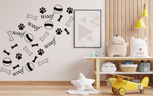 Load image into Gallery viewer, Dog Paw Print Bone Wall Decal - Pet Lover's Wall Decor, Vinyl Sticker for Grooming Salon, Pet Care, Living Room, Bedroom or Nursery 564LU