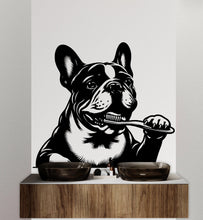 Load image into Gallery viewer, French Bulldog Brushing Teeth Dog wall decal Dog decor Dog wall art Decal Dog Lover Dog Wall Bathroom Wall Decals Stickers Vinyl 101DE