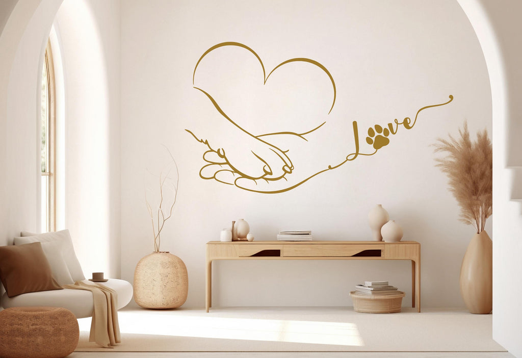 Hand and paw wall decal Dad Dog decor Dog wall art Decal Dog Lover Animals wall decal Dog Wall Bathroom Wall Decals Stickers Vinyl 557RS