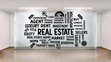 Load image into Gallery viewer, Real Estate Vinyl Wall Decal, Agent Realtor Broker Agency Office Idea Window Business Decor Art Sticker Mural, Real Estate word cloud 565LU