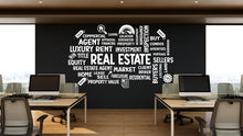 Load image into Gallery viewer, Real Estate Vinyl Wall Decal, Agent Realtor Broker Agency Office Idea Window Business Decor Art Sticker Mural, Real Estate word cloud 565LU