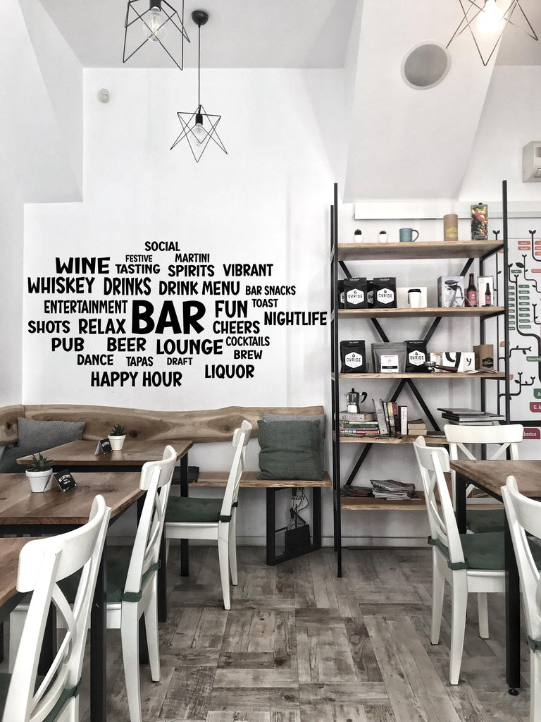 Bar Word Cloud Wall Decal – Cocktail & Drink Lounge Inspired Wall Decor – Unique Bar Pub Wall Art for Bar Restaurants Wall Decor 569LU