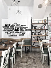 Load image into Gallery viewer, Bar Word Cloud Wall Decal – Cocktail &amp; Drink Lounge Inspired Wall Decor – Unique Bar Pub Wall Art for Bar Restaurants Wall Decor 569LU