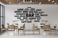 Load image into Gallery viewer, Bar Word Cloud Wall Decal – Cocktail &amp; Drink Lounge Inspired Wall Decor – Unique Bar Pub Wall Art for Bar Restaurants Wall Decor 569LU