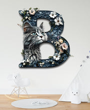 Load image into Gallery viewer, Personalized 3D Cat Vinyl Sticker | Customizable Letter Decal for Wall, Laptop, and Car Decor | Unique Cats Lover Gift Vn122
