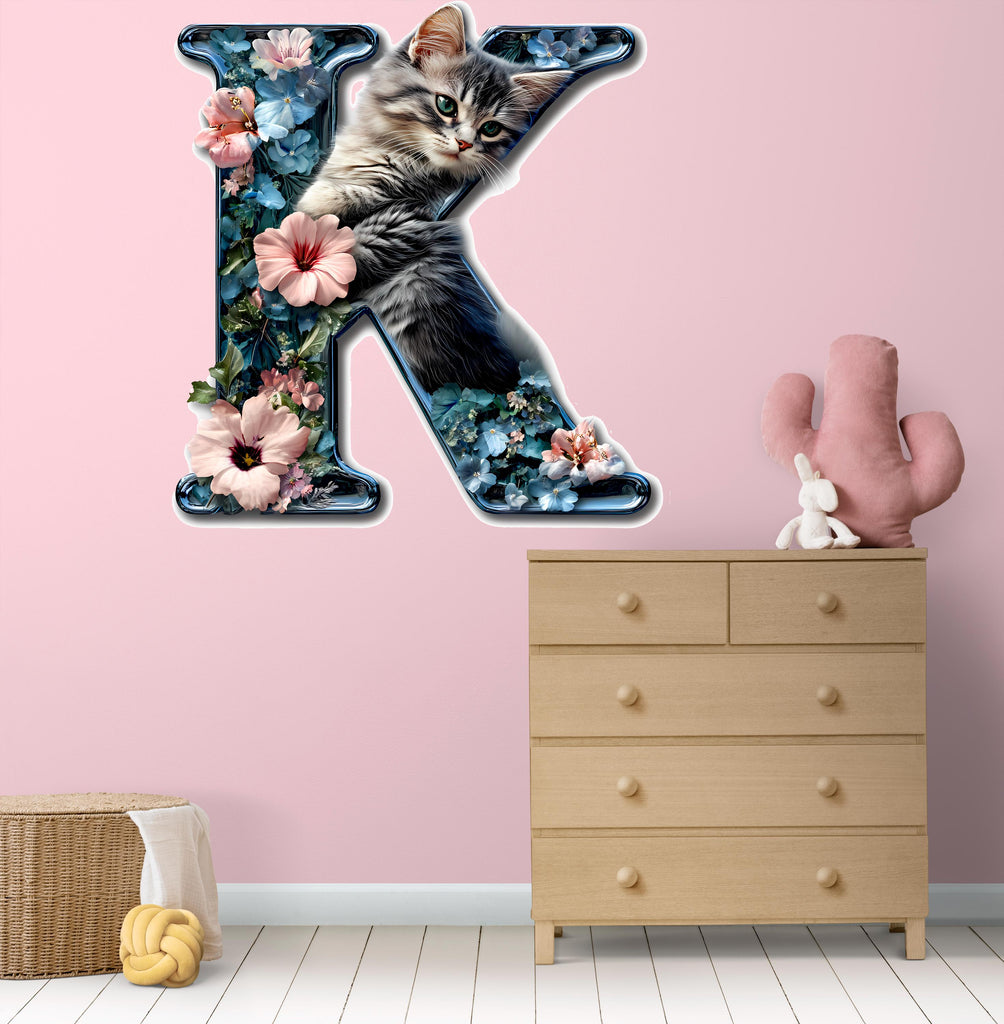 Personalized 3D Cat Vinyl Sticker | Customizable Letter Decal for Wall, Laptop, and Car Decor | Unique Cats Lover Gift Vn122
