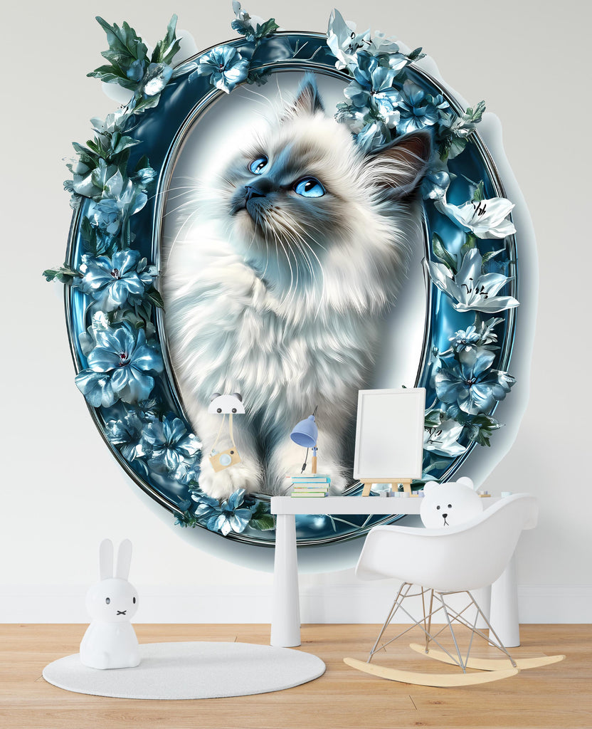 Fluffy Cat 3D Vinyl Sticker | Personalized Cat Letter Decal for Walls, Cars, and Laptops | Unique Pet Lover Gift & Decor Vn125