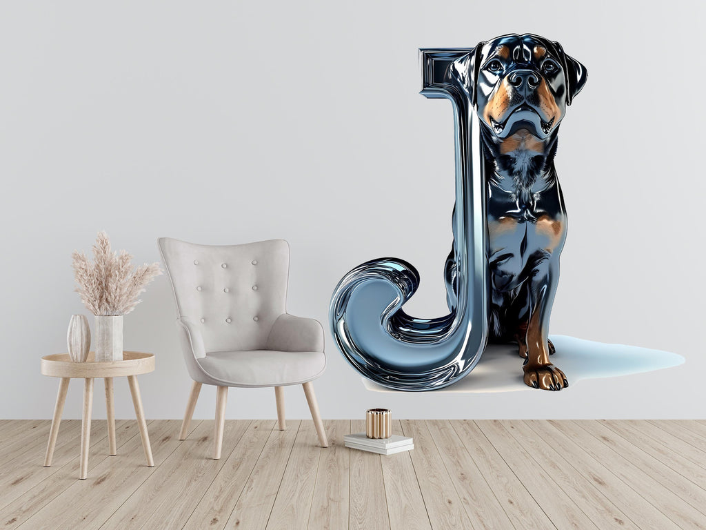3D Rottweiler Vinyl Sticker | Personalized Letter Decal for Cars, Walls, and Laptops | Custom Rottweiler Dog Decal Lover Gift & Decor Vn130