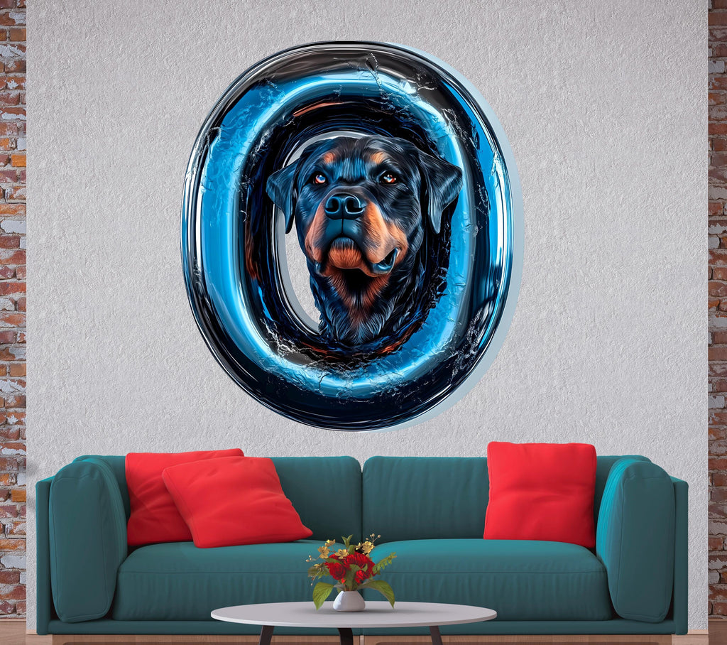 3D Rottweiler Vinyl Sticker | Personalized Letter Decal for Cars, Walls, and Laptops | Custom Rottweiler Dog Decal Lover Gift & Decor Vn130