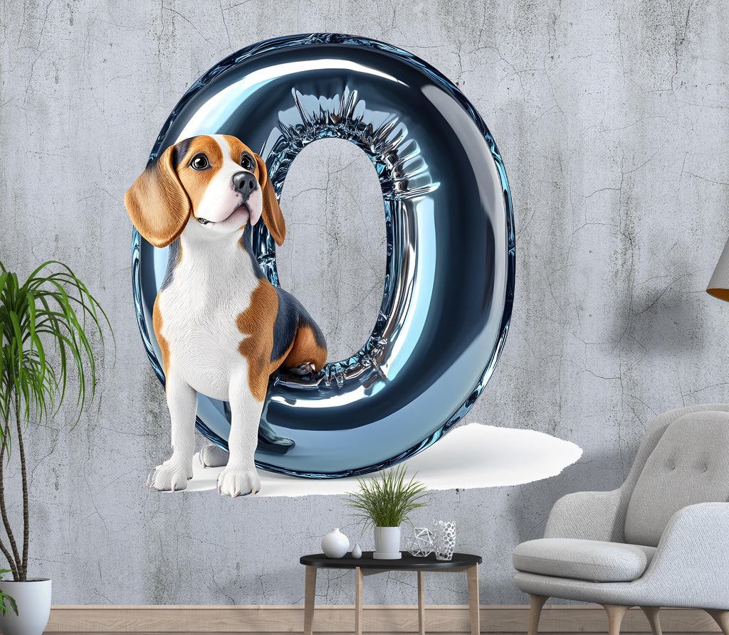 Customizable 3D Beagle Vinyl Sticker | Personalized Letter Decal for Walls, Cars, and Window | Unique Beagle Decal Dog Lover Gift Vn129