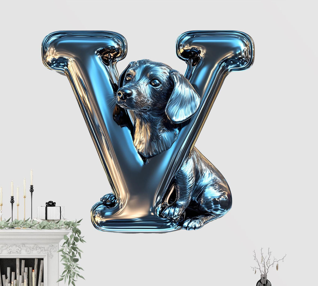 Dachshund 3D Vinyl Sticker | Personalized Letter Decal for Wall, Laptop, and Car | Unique Dog Lover Gift & Dachshund Vinyl Decal Vn131