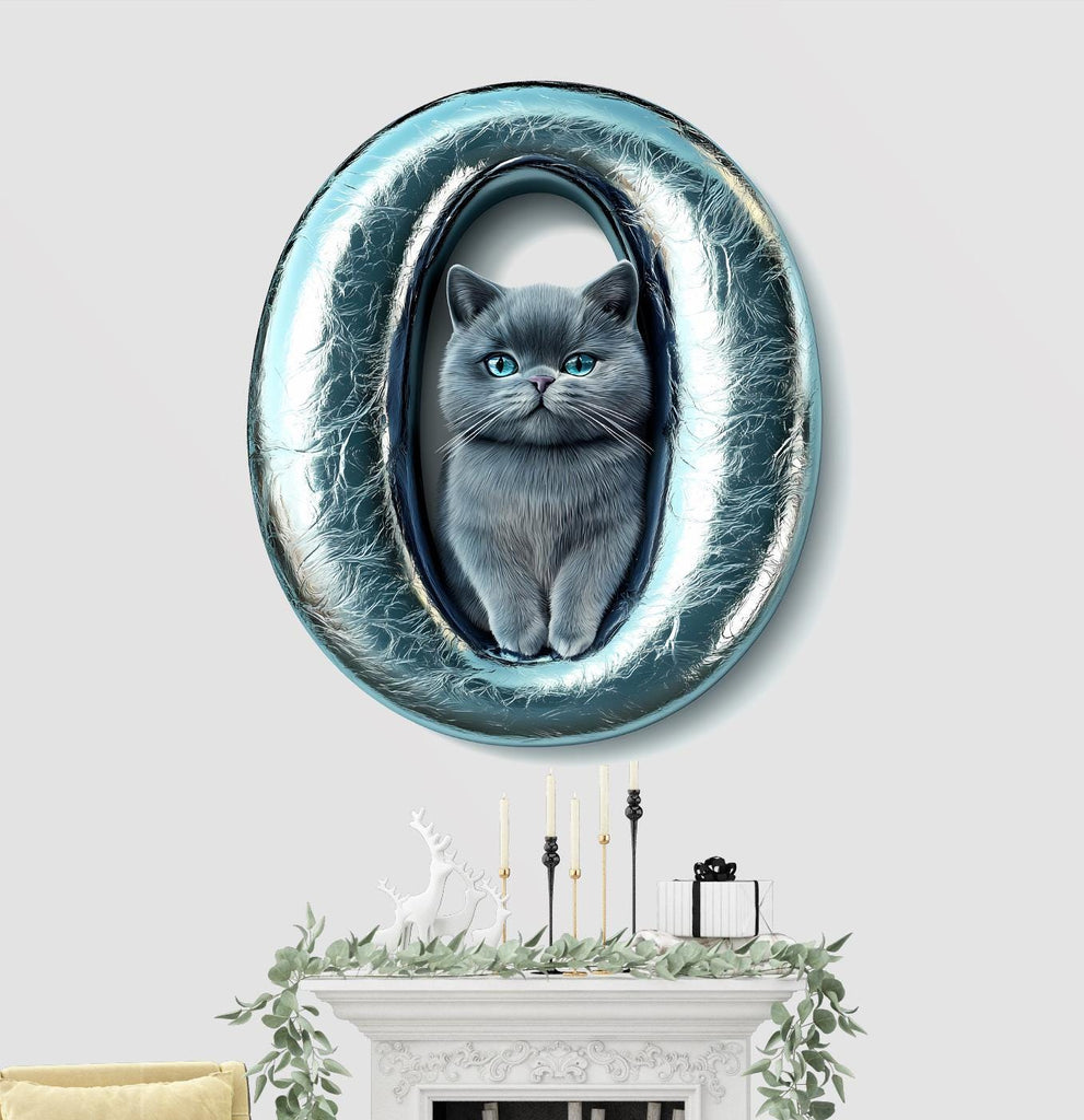 British Shorthair 3D Vinyl Sticker | Personalized Letter Decal for Wall, Car, and Laptop | Custom Cat Lover Gift | Vinyl Cat Decal Vn132