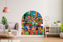 Load image into Gallery viewer, Abstract Colorful Arch Wall Art Vinyl Decal, Bed Arch Sticker, Hedboard Wall Decal, Arch Wall Decal, Wall Sticker, Super King Bed Arch 572LU
