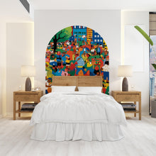 Load image into Gallery viewer, Abstract Colorful Arch Wall Art Vinyl Decal, Bed Arch Sticker, Hedboard Wall Decal, Arch Wall Decal, Wall Sticker, Super King Bed Arch 572LU