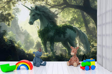 Load image into Gallery viewer, Unicorn Wall Mural - Enchanted Forest Wallpaper - Peel and Stick Fantasy Wall Decor for Kids Room, Nursery, or Magical Spaces Vn025