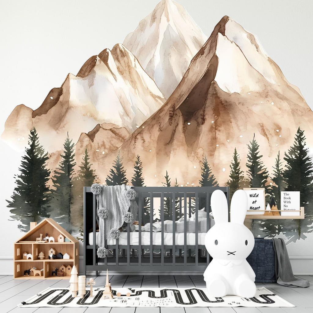 Mountain Vinyl Wall Decal – Forest Wall Decor – Peel and Stick Waterproof Stickers for Adventure and Nature Lovers – Handmade Gift Vn032