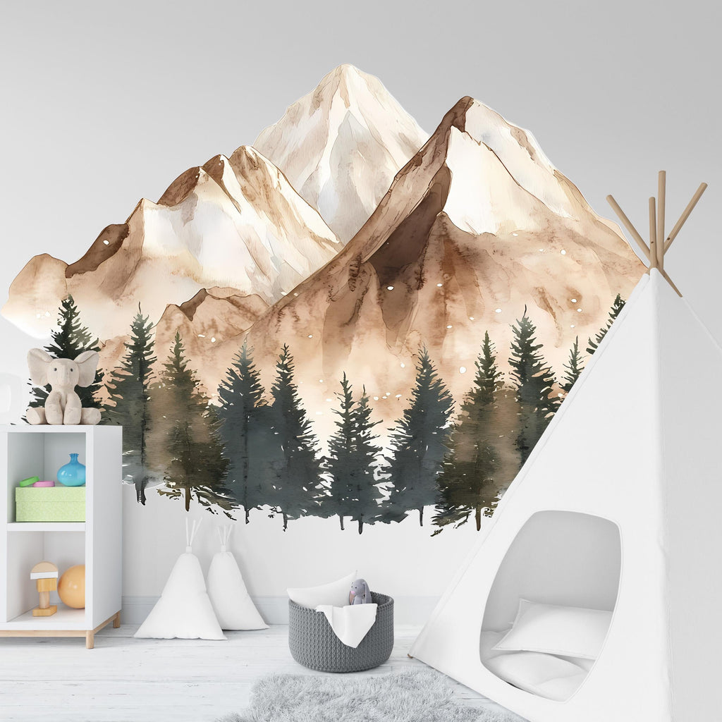 Mountain Vinyl Wall Decal – Forest Wall Decor – Peel and Stick Waterproof Stickers for Adventure and Nature Lovers – Handmade Gift Vn032