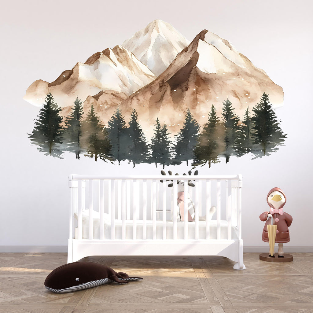 Mountain Vinyl Wall Decal – Forest Wall Decor – Peel and Stick Waterproof Stickers for Adventure and Nature Lovers – Handmade Gift Vn032