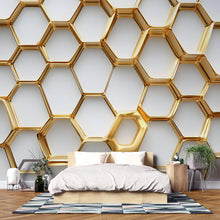 Load image into Gallery viewer, 3D Honeycombs Modern Wallpaper, Unique Honeycombs Wall Art, Honeycombs Pattern Wallpaper, Honeycombs Wall Decal, Honeycombs Sticker vn047