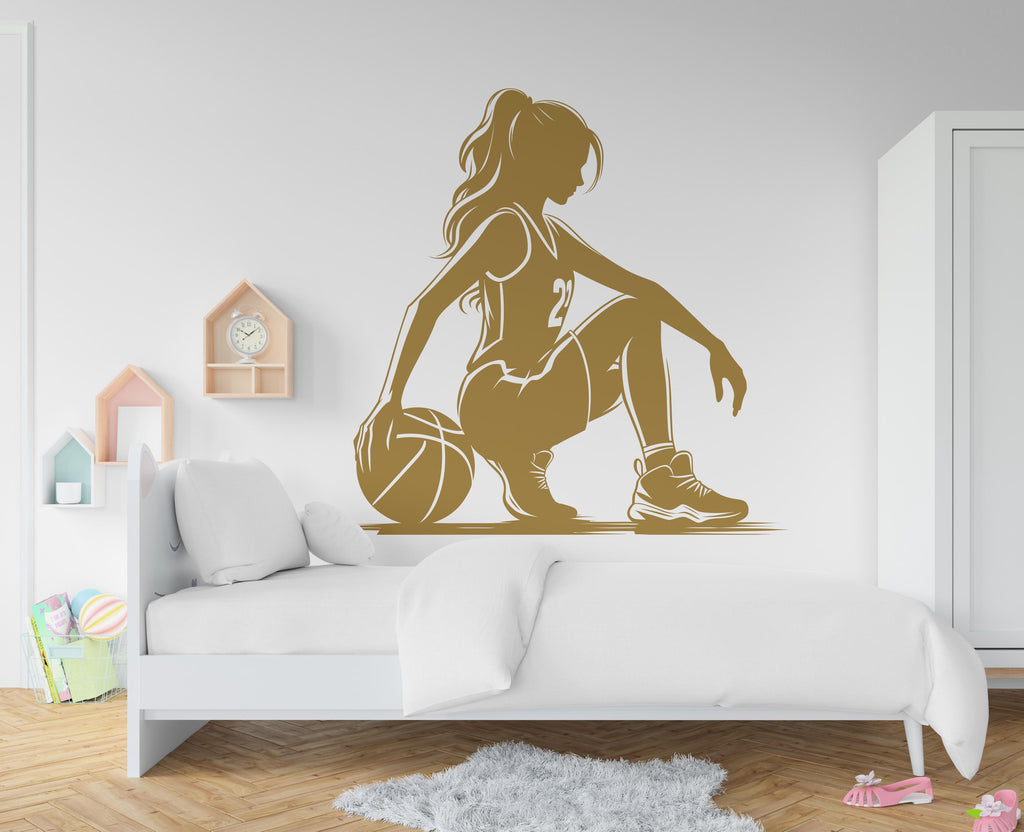 Basketball Girl wall decal Sport Wall Decal Kids Decal Personalized Gifts wall Vinyl Wall Sticker Boy Room 561RS