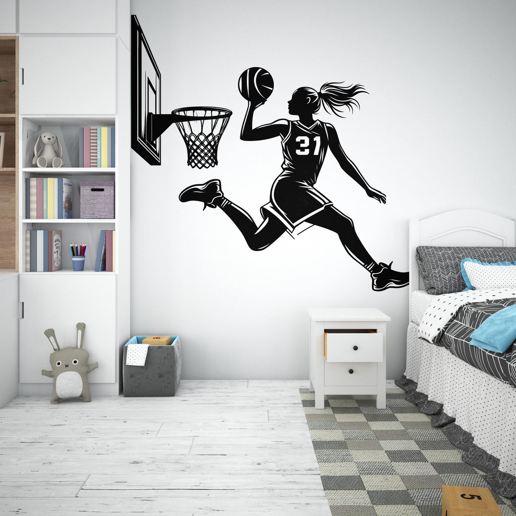 Basketball Girl wall decal Sport Wall Decal Kids Decal Personalized Gifts wall Vinyl Wall Sticker Boy Room 562RS