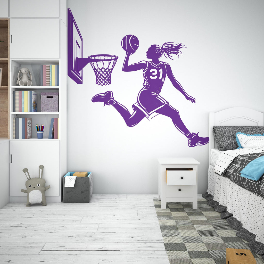 Basketball Girl wall decal Sport Wall Decal Kids Decal Personalized Gifts wall Vinyl Wall Sticker Boy Room 562RS