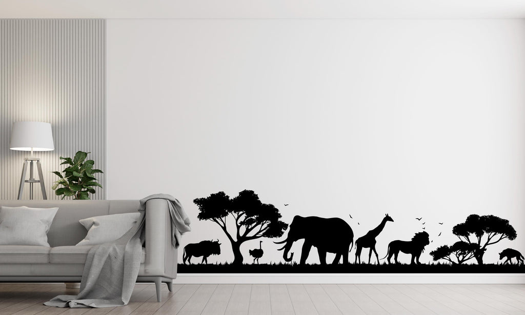 Safari Animals Wall Border Wall Decal, Scallop Decals, Savannah Wall Decor Decal, Boho Nursery, Safari Wall, Border Wall Decal 539LU