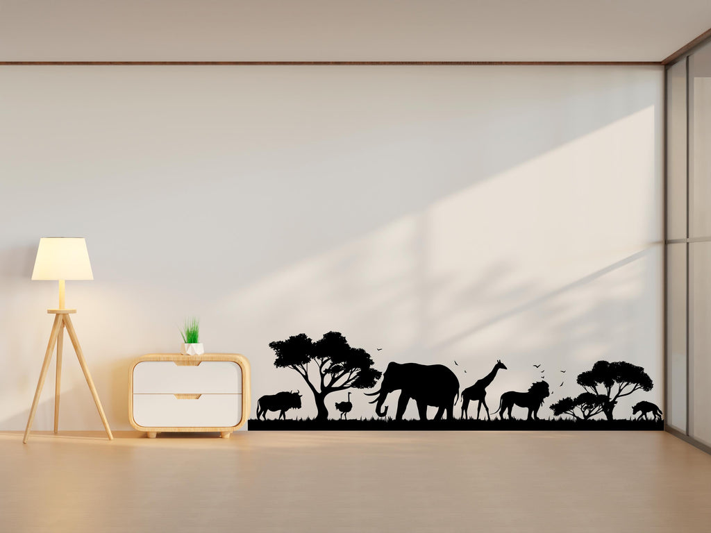 Safari Animals Wall Border Wall Decal, Scallop Decals, Savannah Wall Decor Decal, Boho Nursery, Safari Wall, Border Wall Decal 539LU