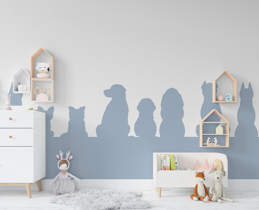 Dogs Wall Border Wall Sticker Decal, Scallop Decals, Dogs Wall Decor Decal, Boho Nursery, Dog Wall, Border Wall Decal 540LU