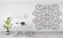 Load image into Gallery viewer, Circuit Board Wall Decal, Technology Vinyl Wall Art Decals, Company Name Decal, Office Decor, Business Wall Decal, Wall Art Office 543LU