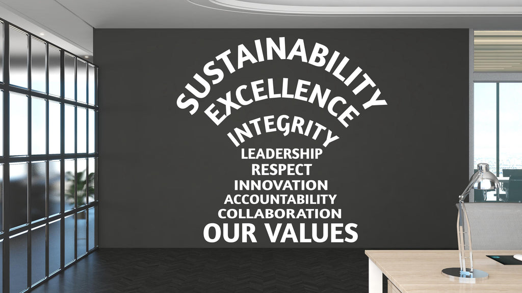 Our Values Word Cloud Wall Decal - Inspirational Quote Office Decor, Motivational Wall Art, Customizable Design for Office 575LU
