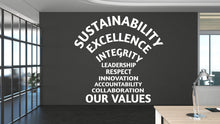 Load image into Gallery viewer, Our Values Word Cloud Wall Decal - Inspirational Quote Office Decor, Motivational Wall Art, Customizable Design for Office 575LU