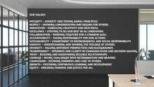 Load image into Gallery viewer, Our Values Wall Decal - Inspirational Quote Office Decor, Office Wall Decal, Motivational Wall Art, Customizable Design for Office 576LU