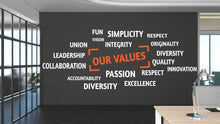 Load image into Gallery viewer, Our Vision Word Cloud Wall Decal - Inspirational Quote Office Decor, Motivational Wall Art, Customizable Design for Office 577LU