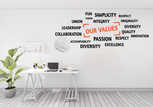 Load image into Gallery viewer, Our Vision Word Cloud Wall Decal - Inspirational Quote Office Decor, Motivational Wall Art, Customizable Design for Office 577LU