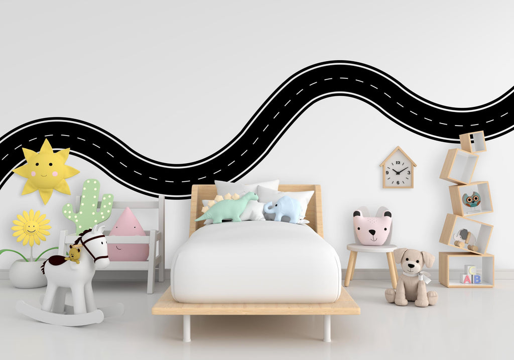 Road wind Wall Decal Highway Vinyl Sticker Track Route Wall Decor Kids Playroom Boys Room Wall Art Automotive Bedroom Mural Sticker 540RS