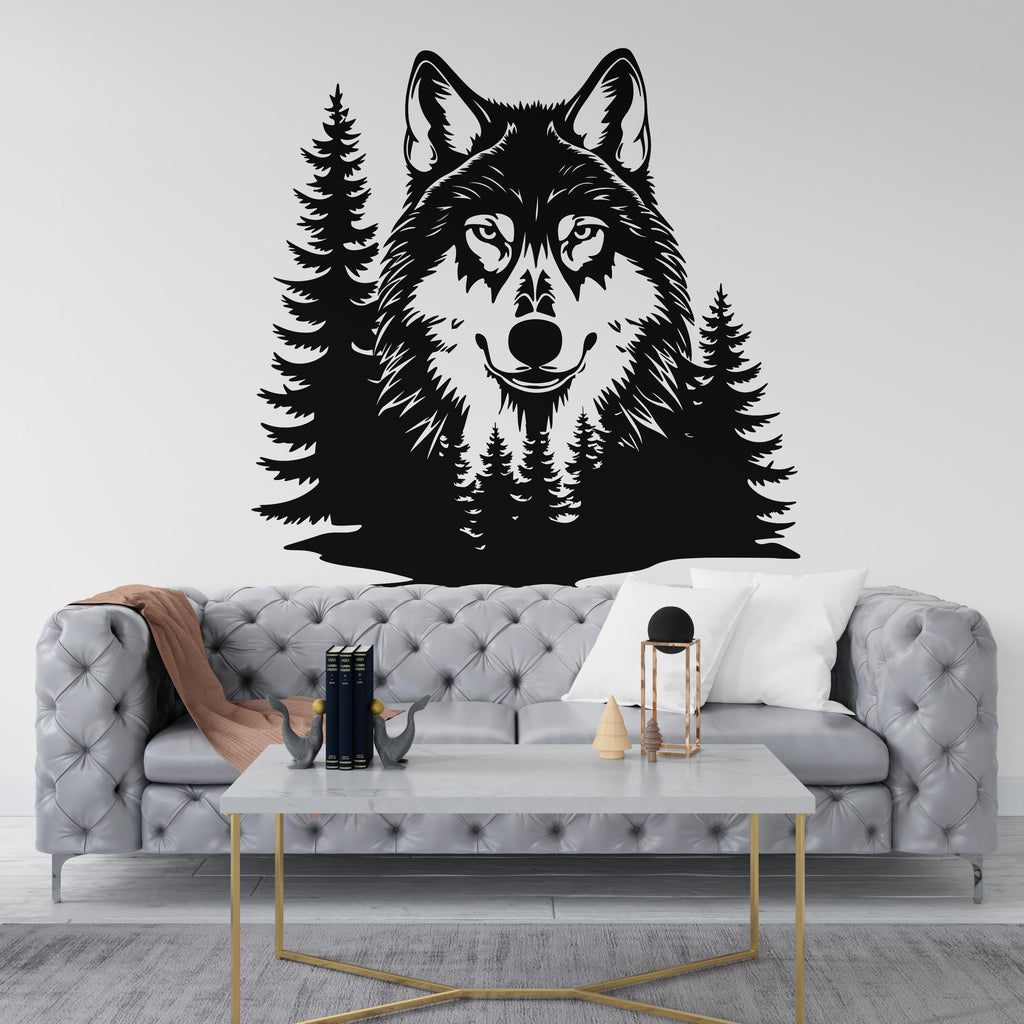 Wolf Mountain Wall Decal, Forest Wolf Wall Art, Wolf Room Wall Decor Wolf Lover Room Wall Sticker Wolf Wall Decor Animals Stickers 541RS