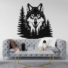 Load image into Gallery viewer, Wolf Mountain Wall Decal, Forest Wolf Wall Art, Wolf Room Wall Decor Wolf Lover Room Wall Sticker Wolf Wall Decor Animals Stickers 541RS