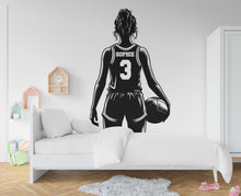 Load image into Gallery viewer, Large Custom Name Basketball Girl wall decal Sport Wall Decal Kids Decal Personalized Gifts wall Vinyl Wall Sticker Boy Room 544RS