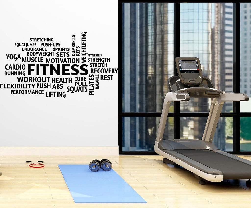 Workout Vinyl Gym Wall Decal, Inspirational Words, Gym Decal, Fitness Collage, Gym Wall Art Gym Decor Gym Wall Decor Motivational Art 578LU