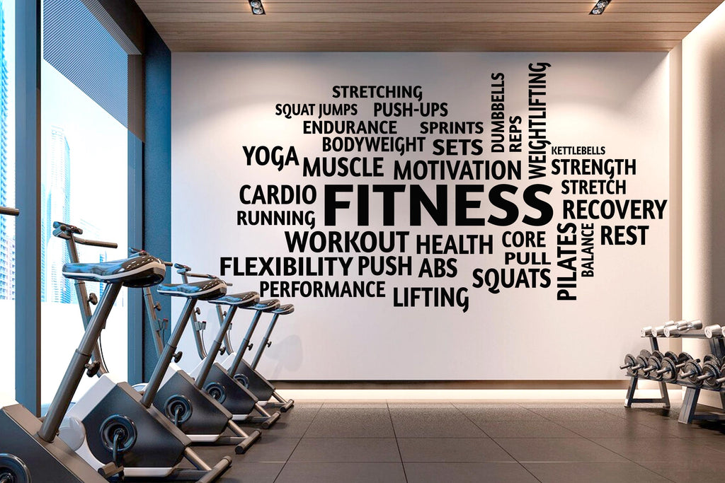Workout Vinyl Gym Wall Decal, Inspirational Words, Gym Decal, Fitness Collage, Gym Wall Art Gym Decor Gym Wall Decor Motivational Art 578LU
