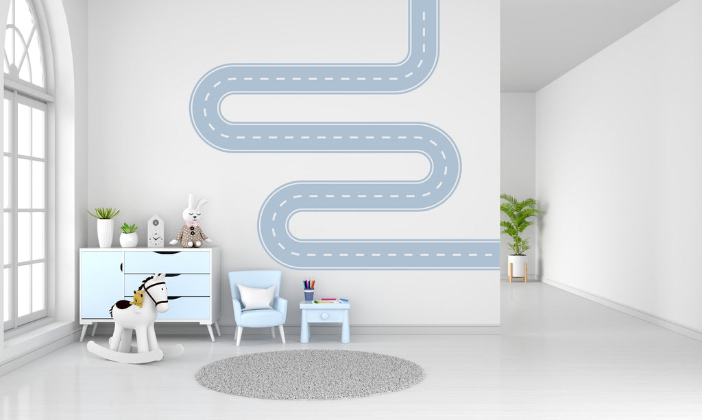 Road wind Wall Decal Highway Vinyl Sticker Track Route Wall Decor Kids Playroom Boys Room Wall Art Automotive Bedroom Mural Sticker 579LU