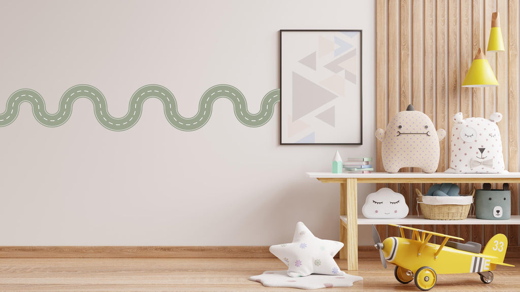 Road wind Wall Decal Highway Vinyl Sticker Track Route Wall Decor Kids Playroom Boys Room Wall Art Automotive Bedroom Mural Sticker 545LU