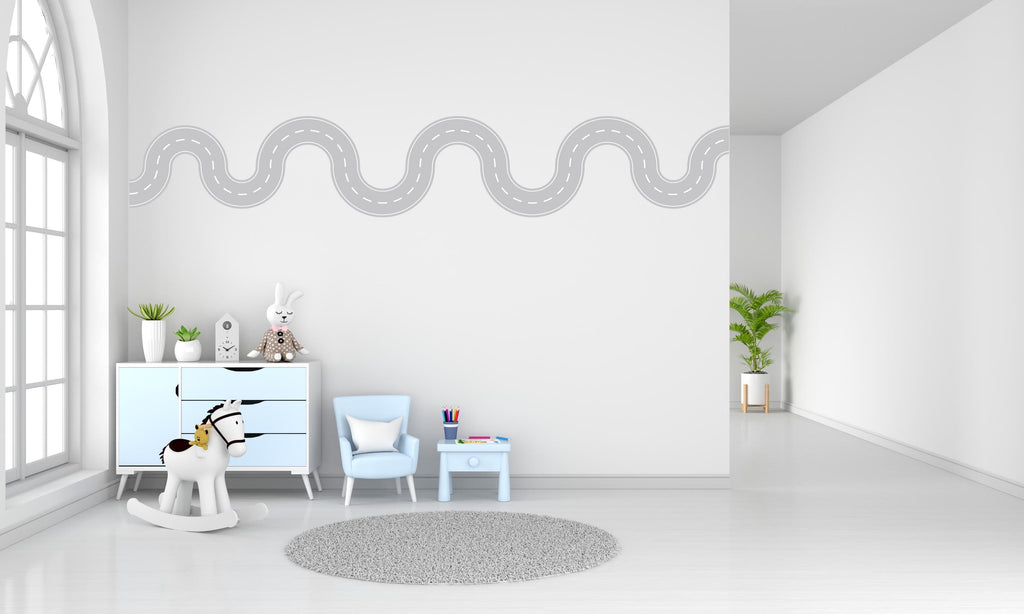 Road wind Wall Decal Highway Vinyl Sticker Track Route Wall Decor Kids Playroom Boys Room Wall Art Automotive Bedroom Mural Sticker 545LU